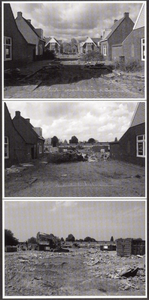 500850 Drieluik met gezichten in de gesloopte buurt Het Kleine Wijk in de wijk Ondiep te Utrecht.